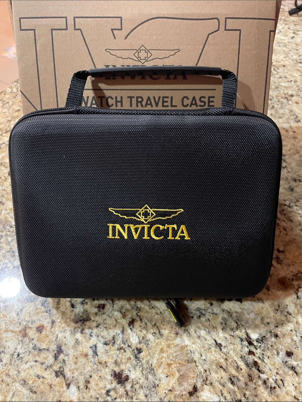 Invicta Black with Yellow Logo Travel Watch Case